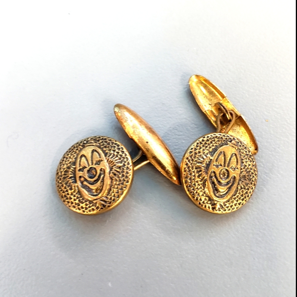 Unique, rare vtg Clown Cufflinks!